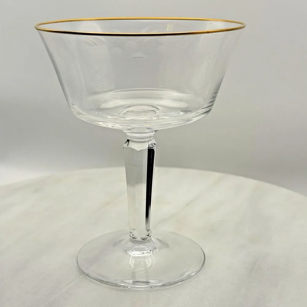 Vintage Lenox Autumn Champagne Tall Sherbet Glass Gold Rim Etched 1975-76